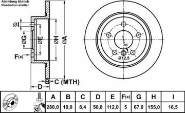BMW X2 Serisi F39 Kasa Arka Fren Diski 16d sDrive 116 Beygir 280 mm Çap 2018 Sonrası ATE ORIGINAL