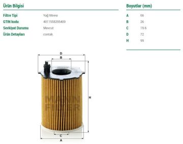 Citroen C3 Picasso Yağ Filtresi 1.6 HDi 110 Beygir 2009 Sonrası MANN