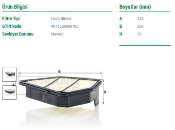 Honda CR-V 4 Hava Filtresi 1.6 Dizel 120 Beygir 2015-2016 MANN