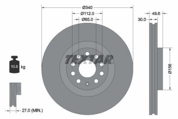Audi S3 Ön Fren Diski 2.0 TFSI 340 mm Çap 2013-2020 TEXTAR