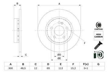 Mercedes C Serisi W205 Kasa C200 Arka Fren Diski 300 mm Çap Standart Paket İçin 2014-2021 BOSCH