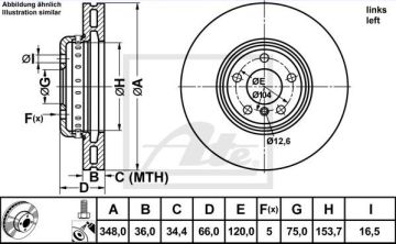 BMW 7 Serisi F01 / F02 Kasa 730d Ön Fren Diski 3.0 Dizel 245 Beygir 348 mm 2009-2015 ATE ORIGINAL