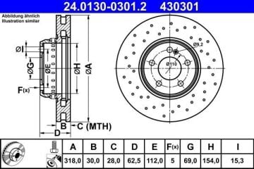 Mercedes C Serisi W205 Kasa C200 Ön Fren Diski 318 mm Çap AMG Spor Paket İçin 2014-2021 ATE ORIGINAL