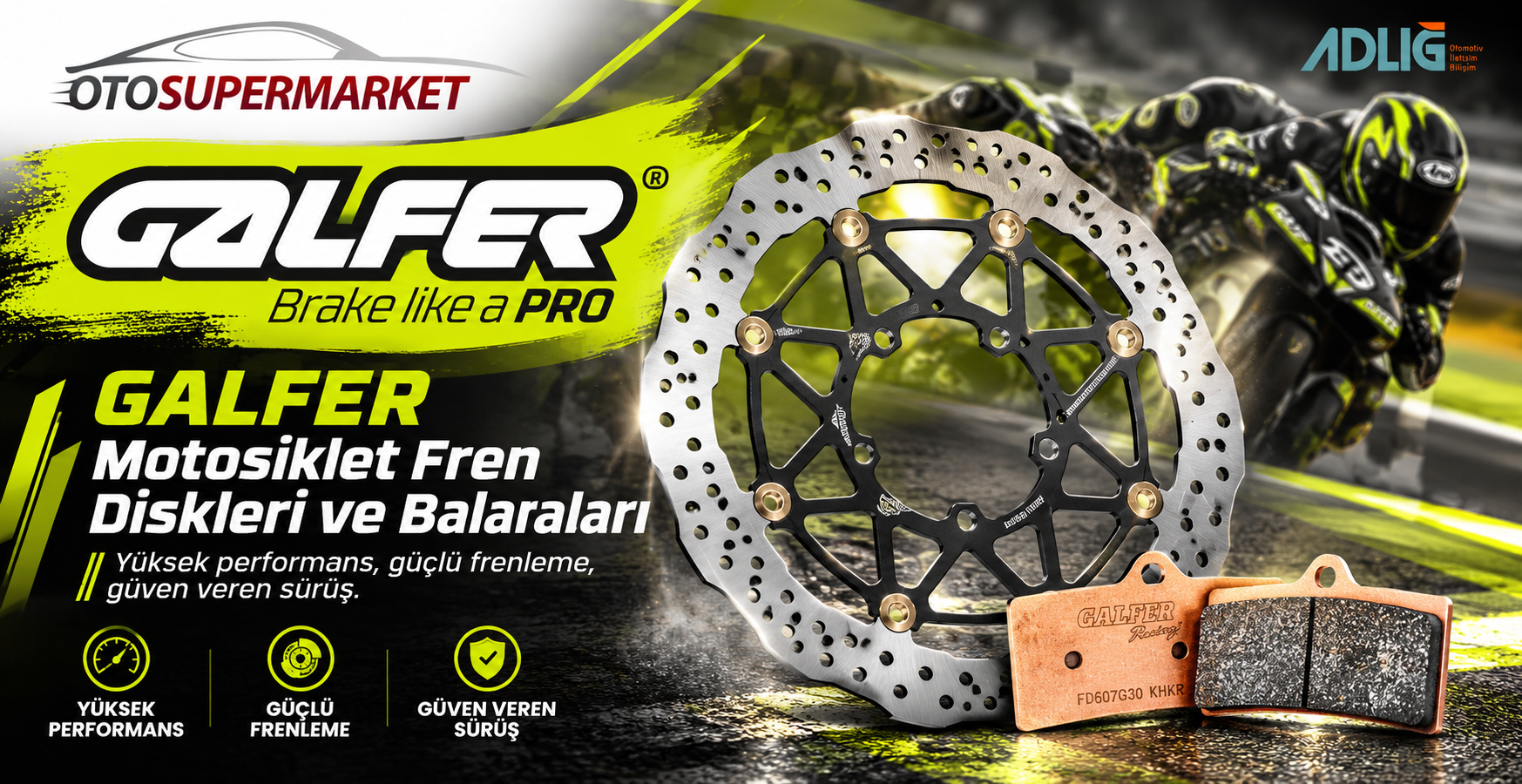 GALFER Motosiklet Fren Diskleri ve Balataları | İspanyol fren teknolojisiyle yüksek performans, güçlü frenleme ve güven veren sürüş. GALFER ürünlerini OtoSupermarket'te keşfedin!