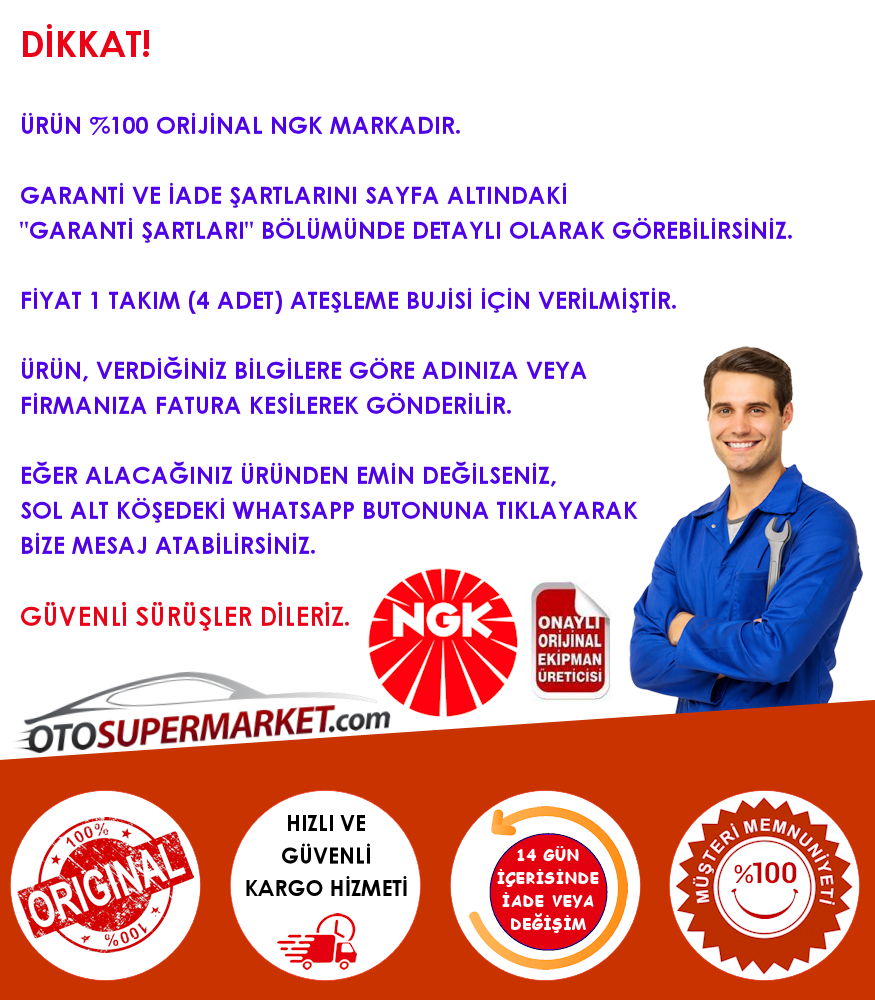 Hyundai i30 Nikel Buji Seti 1.4 Benzinli 109 Beygir 4 Adet 2009-2011 NGK