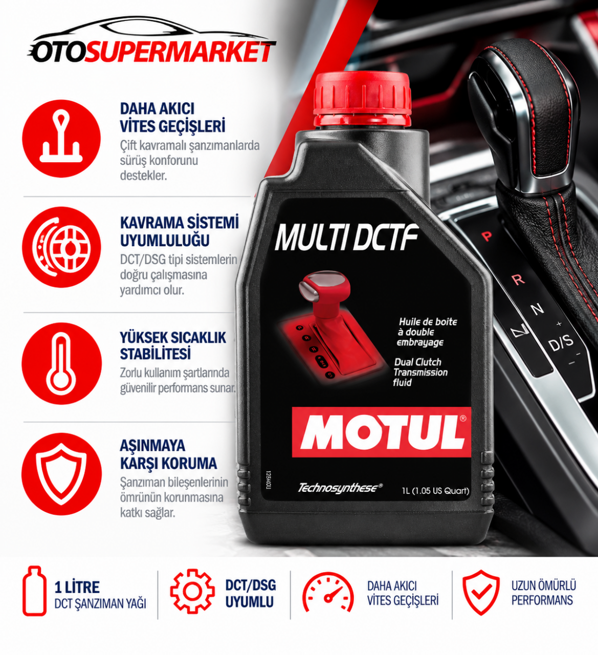 MOTUL MULTI DCTF 1 Litre Otomatik Şanzıman Yağı Ne İşe Yarar? DCT ve DSG İçin Kullanımı