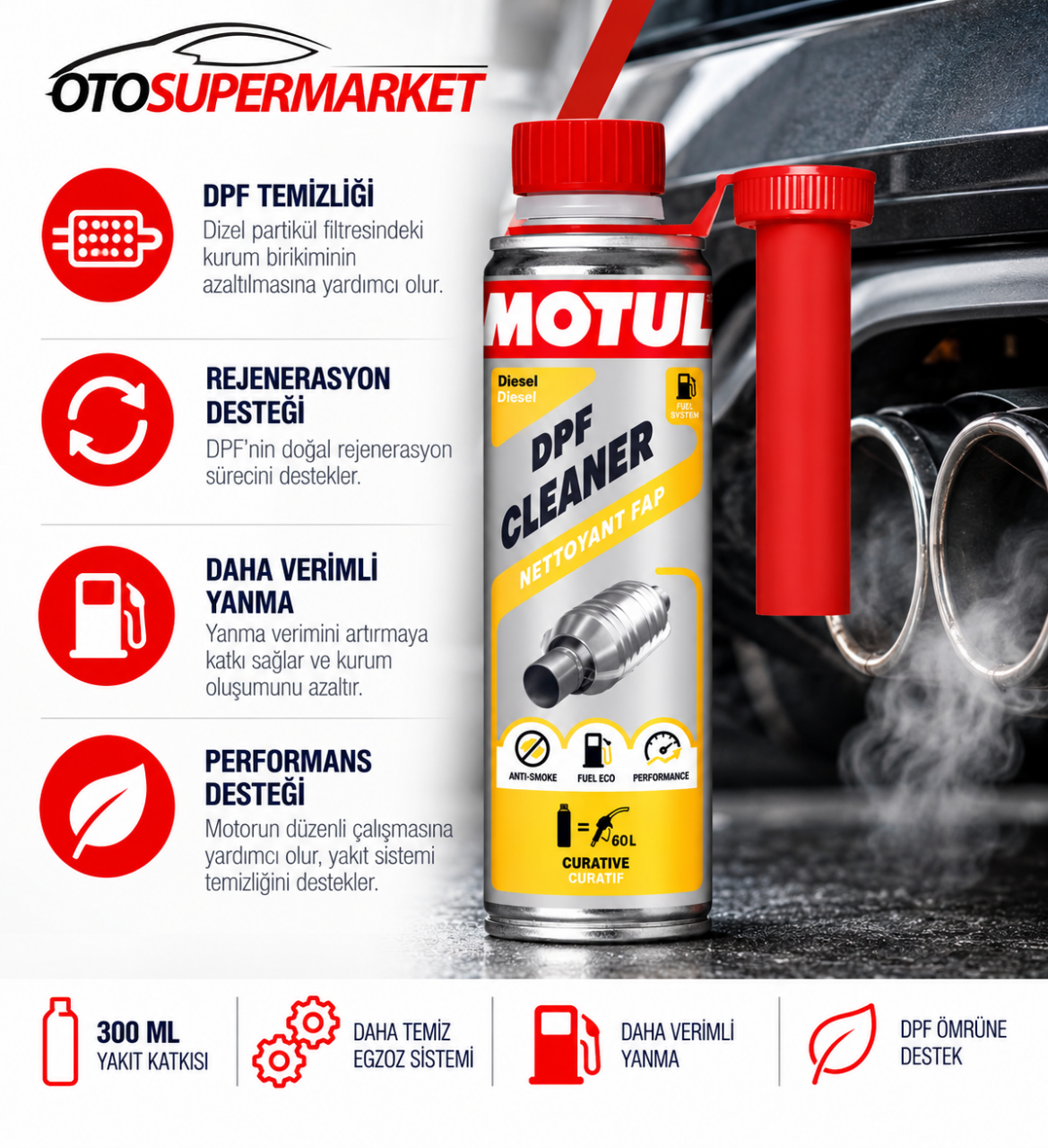 Motul DPF Dizel Partikül Filtresi Koruyucu Temizleyici 300 ml