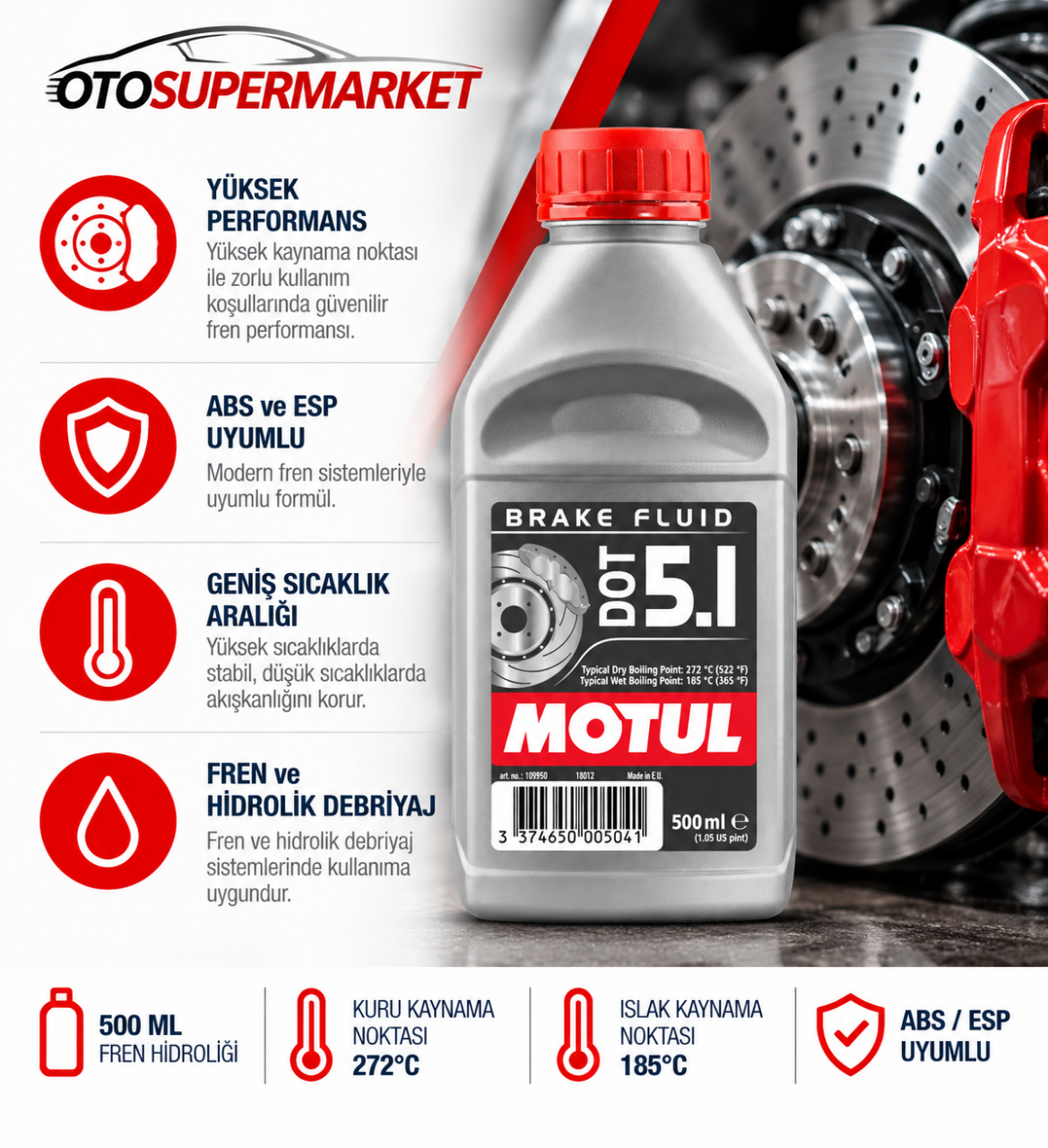 Motul DOT 5.1 Fren Hidrolik Yağı 500 ML