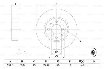 Fiat Linea Arka Fren Diski 1.6 Multijet 105 Beygir 251 mm Çap 2007-2017 BOSCH