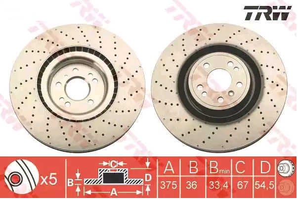 Mercedes GL350 Ön Fren Diski Delikli 375 mm Çap 2012-2015 TRW