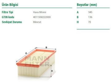Volkswagen Golf 6 Hava Filtresi 1.4 TSI 160 Beygir 2009-2012 MANN