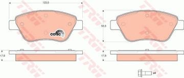 Fiat Doblo Ön Fren Balatası 2006-2010 257 mm çapında Disk İçin TRW