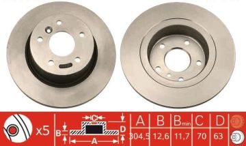 Range Rover 2 Arka Fren Diski 304 mm Çap 1995-2002 TRW