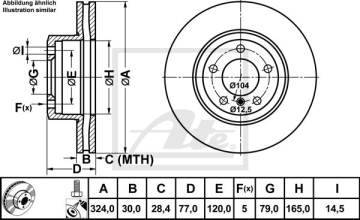 BMW 6 Serisi E63 630i Ön Fren Diski 258 Beygir 324 mm Çap 2004-2010 ATE ORIGINAL