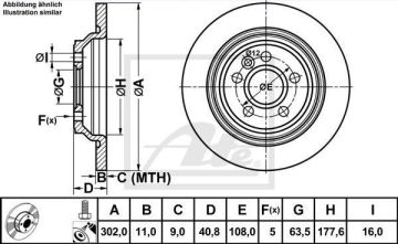 Volvo S60 2.Nesil Arka Fren Diski 1.6 Dizel D2 115 Beygir 302 mm Çap 2010-2018 ATE ORIGINAL