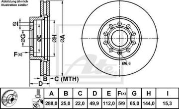 Volkswagen Caddy Ön Fren Diski 1.9 TDI 105 Beygir 288 mm 2005-2010 ATE ORIGINAL