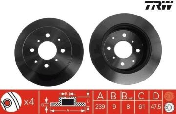 Honda Civic 6 Arka Fren Diski 1.6 / 1.6 VTEC 1996-2001 TRW