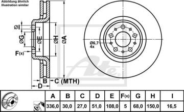 Volvo XC90 Ön Fren Diski 336 mm Çap 2003-2014 ATE ORIGINAL