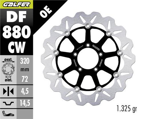 Ducati Panigale 959 Corse Ön Fren Diski 320 mm 2016-2020 GALFER DALGALI HAREKETLİ ALÜMİNYUM DİSK