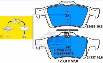 Citroen C5 Arka Fren Balatası 1.6 HDi Elektrikli El Freni İçin 2008-2014 ATE ORIGINAL