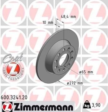 Audi A3 Arka Fren Diski 1.4 TFSI 140 Beygir 272 mm Çap 2013-2020 ZIMMERMANN