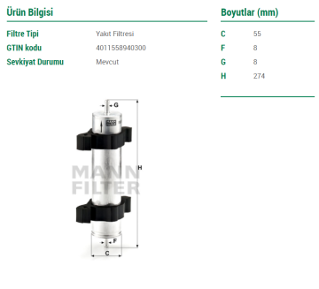 BMW 3 Serisi E46 320d Mazot Filtresi 150 Beygir 1999-2005 MANN