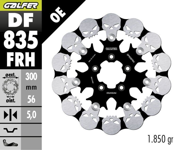 Harley Davidson Low Rider S Fxlrs Ön Fren Diski 300 mm 2020 2026 Arası GALFER DALGALI HAREKETLİ ALÜMİNYUM DİSK KURU KAFA SKULL DESIGN