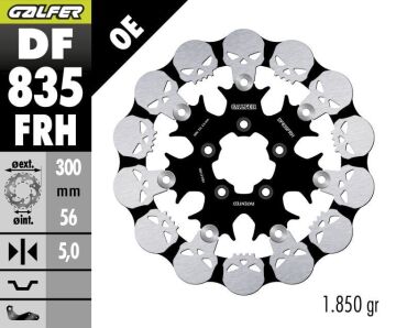 Harley Davidson Low Rider S Fxlrs Ön Fren Diski 300 mm 2020 2026 Arası GALFER DALGALI HAREKETLİ ALÜMİNYUM DİSK KURU KAFA SKULL DESIGN