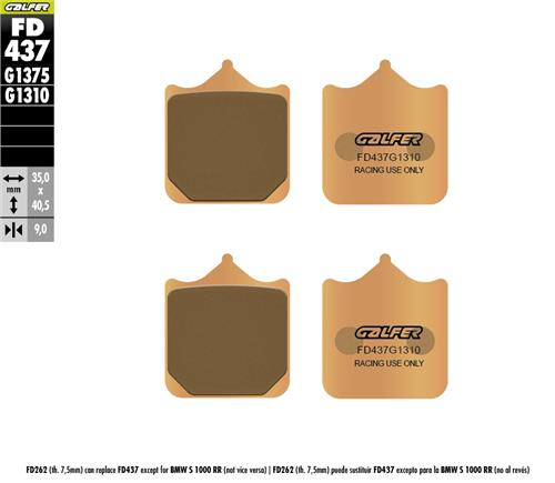 BMW S 1000 R Ön Fren Balatası 2014-2019 GALFER SİNTER METAL RACING