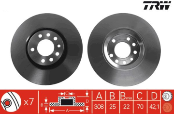 Opel Corsa D Ön Fren Diski 1.6 Turbo 308 mm Çap 2006-2014 TRW