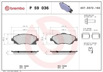 Opel Corsa C 1.0 Benzinli Ön Fren Balatası 2001-2006 BREMBO