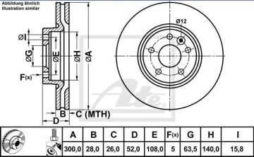 Volvo S60 2.Nesil Ön Fren Diski 1.5 T3 152 Beygir 300 mm Çap 2010-2018 ATE ORIGINAL