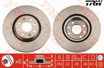 Opel Corsa D Ön Fren Diski 1.3 CDTI 90/95 Beygir 284 mm 2006-2014 TRW