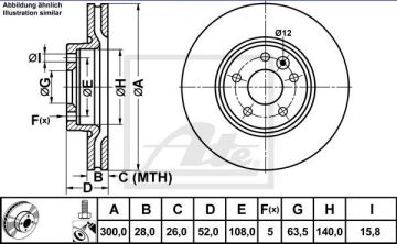 Volvo S60 2.Nesil Ön Fren Diski 2.0 Dizel D4 190 Beygir 300 mm Çap 2010-2018 ATE ORIGINAL