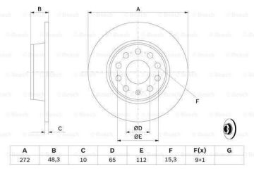 Volkswagen Golf 8 Arka Fren Diski 1.0 eTSI 110 Beygir 272 mm Çap 2021 Sonrası BOSCH