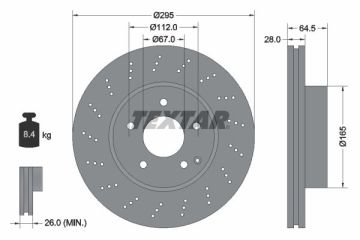 Mercedes 204 Kasa C180 Ön Fren Diski AMG Spor Paket Delikli 295 mm Çap 2007-2013 TEXTAR