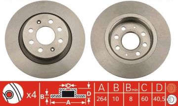 Opel Corsa D Arka Fren Diski 1.6 Turbo 264 mm Çap 2006-2014 TRW