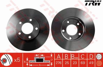 Mazda 3 Ön Fren Diski 278 mm Çap 2004-2009 TRW