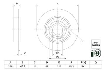 Mercedes A Serisi W177 Kasa A180 1.3 136 Beygir Arka Fren Diski 276 mm Çap AMG Spor Paket 2018 Sonrası BOSCH