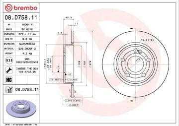 Mercedes A Serisi W177 Kasa A180 1.3 136 Beygir Arka Fren Diski 276 mm Çap AMG Spor Paket 2018 Sonrası BREMBO