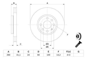 Opel Corsa C 1.3 CDTI Dizel Ön Fren Diski 260 mm Çap 2001-2006 BOSCH