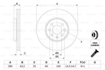 Opel Astra H Ön Fren Diski 1.6 16V 115 Beygir 280 mm Çap 4 Bijon 2005-2010 BOSCH