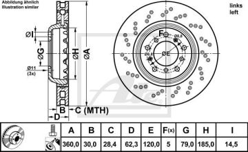 BMW 3 Serisi E90 M3 Ön Fren Diski Sağ/Sol Takım 360 mm ATE