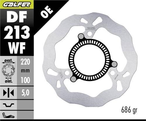Kawasaki Z 500 Arka Fren Diski 220 mm 2024 Sonrası GALFER DALGALI SABİT ÇELİK DİSK