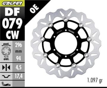 Honda CBF 1000 Ön Fren Diski 296 mm 2006-2009 ABS'li Modellere GALFER DALGALI HAREKETLİ ALÜMİNYUM DİSK