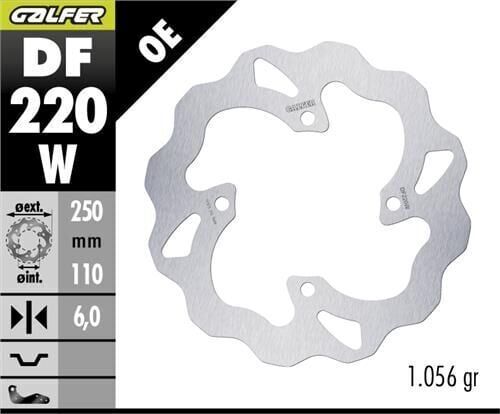 Kawasaki Z 800 Arka Fren Diski 250 mm 2013 2016 Arası GALFER DALGALI SABİT ÇELİK DİSK