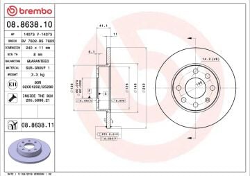 Opel Corsa C 1.0 Benzinli Ön Fren Diski 240 mm Çap ABS'siz Modellere 2001-2006 BREMBO