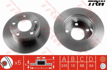 Volkswagen Passat Arka Fren Diski 245 mm Çap Bütün Modellere 1997-2001 TRW