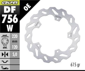 BMW S 1000 R Arka Fren Diski 220 mm 2014-2020 GALFER DALGALI SABİT DİSK