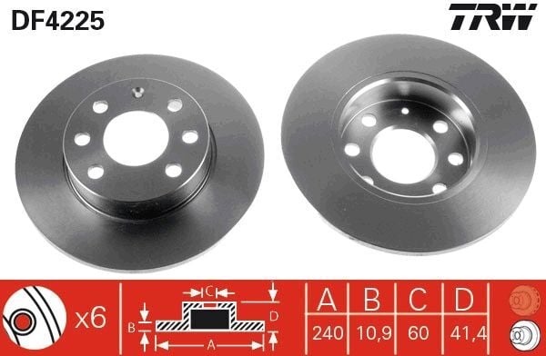 Opel Corsa C 1.2 Benzinli Ön Fren Diski 240 mm Çap ABS'siz Modellere 2001-2006 TRW